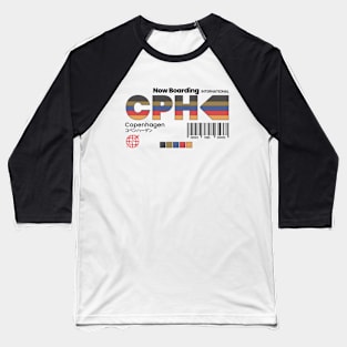 Vintage Copenhagen CPH Airport Label Retro Travel Denmark Baseball T-Shirt